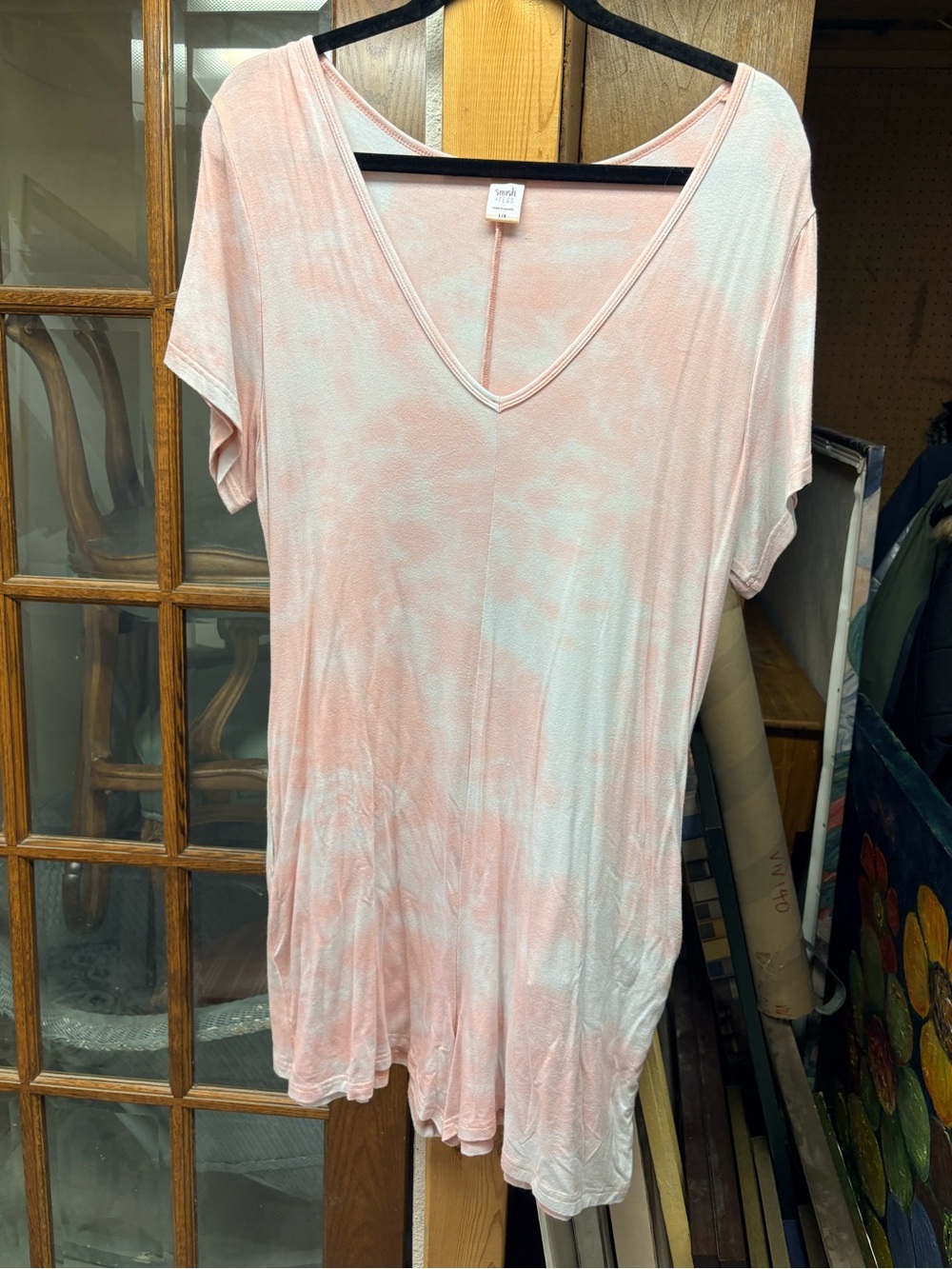 Smash + Tess Pale Pink Tie-Dye V-Neck Tunic